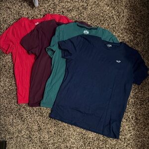 Hollister Navy, Teal, Burgundy & Red Crew T-Shirt Pack
